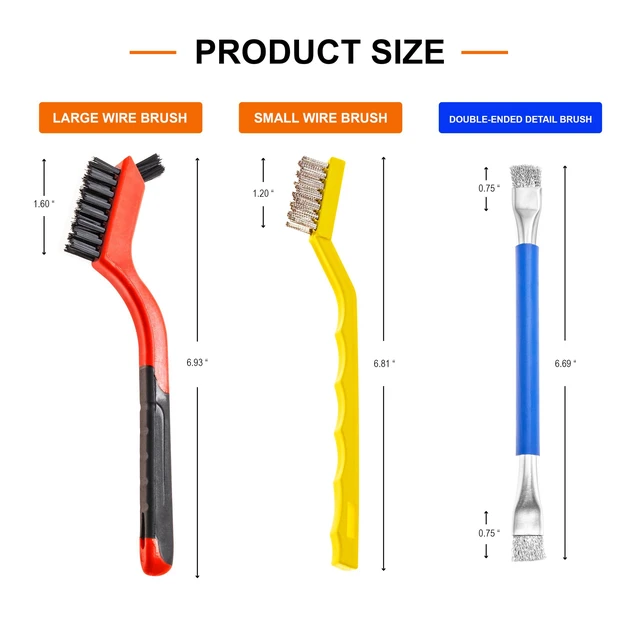 Alt view image 2 of 7 - 7PCS Wire Brush Set, Brass Steel Nylon Brush for Rust Paint Removal | Scratch Brushes for Cleaning Welding Slag, Paint and Dirt