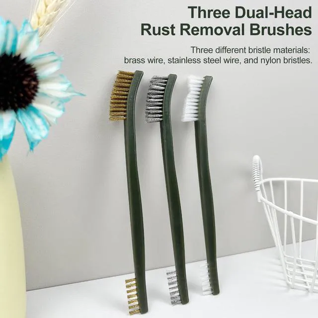 Alt view image 2 of 7 - 6-Piece Rust Removal Brushes Set for Metal Cleaning, Welding Slag and Paint Removal, Stainless Steel & Nylon & Brass Brushes for Rust, Dirt, and Surface Cleaning