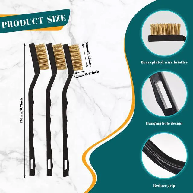 Alt view image 2 of 7 - 20 Pcs Mini Wire Brush Brass Brush Set, Masonry Brush Wire Brass Brush | Curved Handle Masonry Brush Wire Brush for Cleaning Welding Slag and Rust