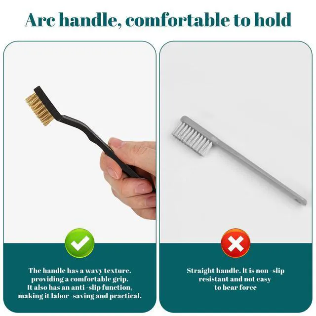 Alt view image 3 of 7 - 20 Pcs Mini Wire Brush Brass Brush Set, Masonry Brush Wire Brass Brush | Curved Handle Masonry Brush Wire Brush for Cleaning Welding Slag and Rust