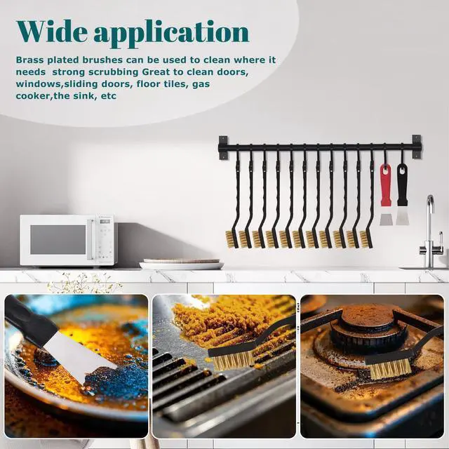 Alt view image 5 of 7 - 20 Pcs Mini Wire Brush Brass Brush Set, Masonry Brush Wire Brass Brush | Curved Handle Masonry Brush Wire Brush for Cleaning Welding Slag and Rust