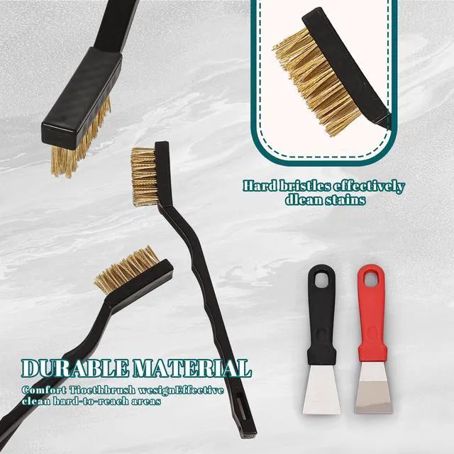 Alt view image 7 of 7 - 20 Pcs Mini Wire Brush Brass Brush Set, Masonry Brush Wire Brass Brush | Curved Handle Masonry Brush Wire Brush for Cleaning Welding Slag and Rust