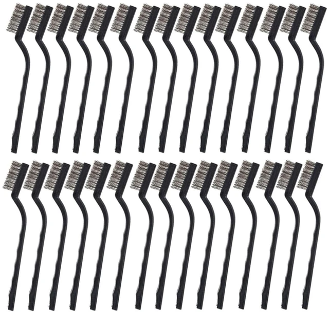 Main image of Mini Wire Brush, Curved Handle, Stainless Steel | Masonry Brush, Wire Bristle, For Cleaning Welding Slag and Rust