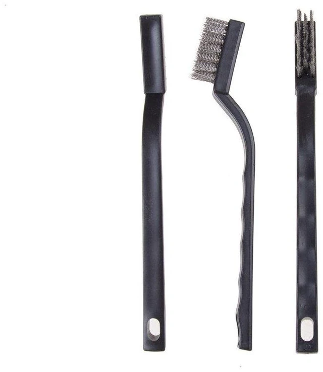 Alt view image 2 of 5 - Mini Wire Brush, Curved Handle, Stainless Steel | Masonry Brush, Wire Bristle, For Cleaning Welding Slag and Rust