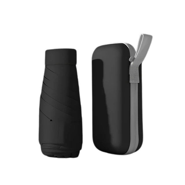 Alt view image 2 of 7 - Mini Travel Sun Umbrella for Purse, UPF 50+ with Case | 7.1 in folded, 35.4 in canopy, manual lift, black UV-blocking interior, compact for purses, travel, sun and light rain