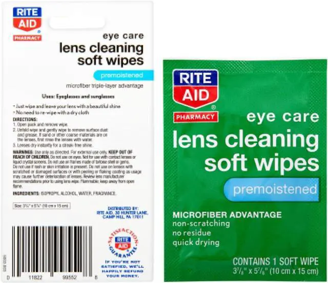 Alt view image 2 of 5 - Rite Aid Soft Lens Cleaning Soft Wipes, Premoistened, Individually Wrapped Packets - 80 Count | Quick Drying, Anti-Streak Formula| Eyeglass Cleaning Wipes | Eye Glass Cleaner and Cloths | Lens Wipes