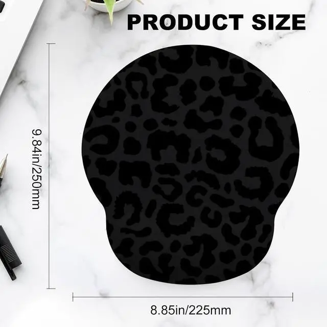 Alt view image 2 of 7 - Black Leopard Mouse Pad with Gel Wrist Support, Smooth Surface Ergonomic Mouse pad, Non-Slip Pain Relief Desk Mat for Gaming, Work & Office Desktop