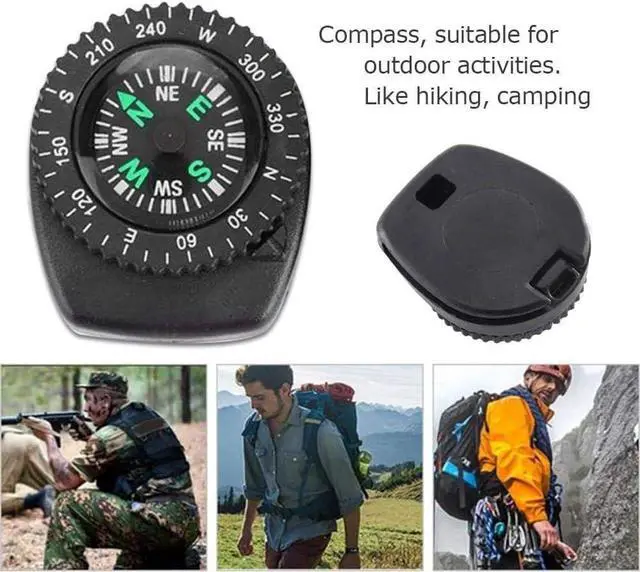 Alt view image 4 of 6 - Black Button Mini Survival Compass for Hiking, Camping, Boating, Oil Filled Pocket Navigation Tool