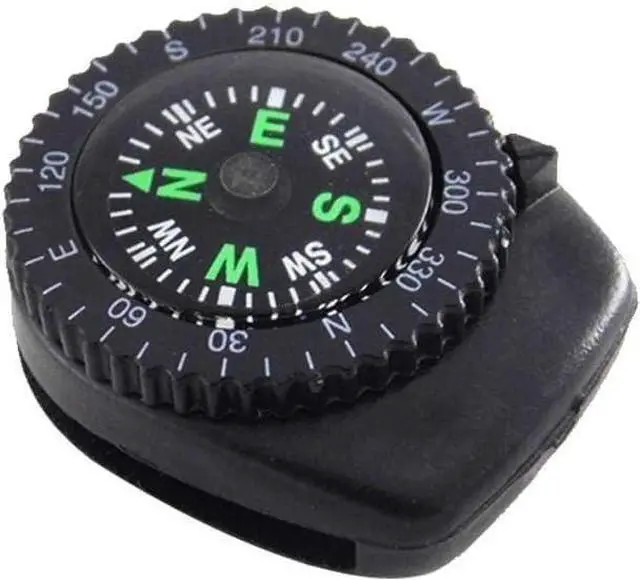 Main image of Black Button Mini Survival Compass for Hiking, Camping, Boating, Oil Filled Pocket Navigation Tool