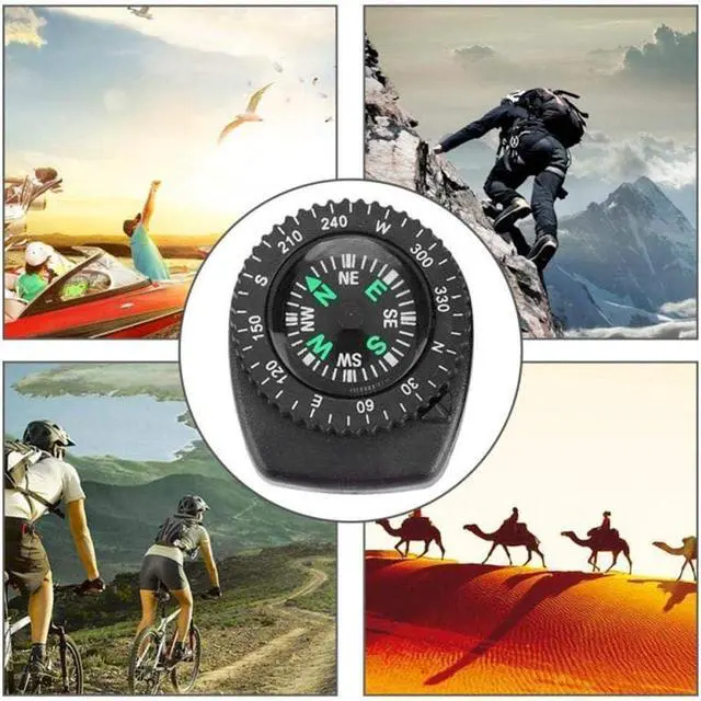 Alt view image 3 of 6 - Black Button Mini Survival Compass for Hiking, Camping, Boating, Oil Filled Pocket Navigation Tool