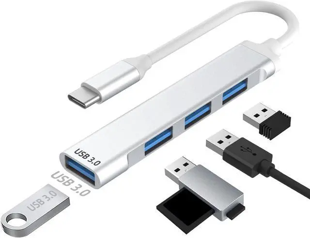 Alt view image 2 of 5 - USB C to USB Hub Multiport Adapter, Aluminum 4 Ports USB C Splitter for Laptop, Slim Thunderbolt 3/4 Data USB Hub Compatible for MacBook Pro/Air, iPad Pro, Dell, Chromebook | Keyboard, Mouse, HDD