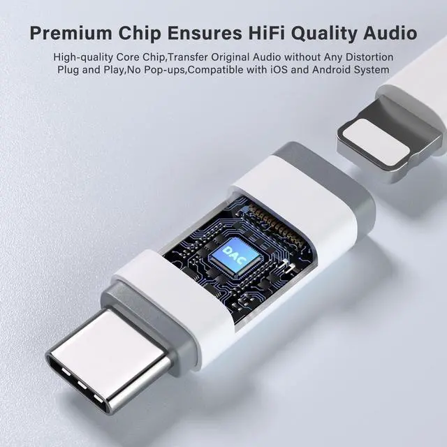 Alt view image 5 of 6 - USB C to Lightning Audio Adapter, USB C Male to Female Lightning Headphone Audio Adapter Compatible with iPhone 16/16Pro/15/15Pro, iPad Pro, iPad Air 6/5, MacBook, Galaxy S24(Audio Only, No Charge)