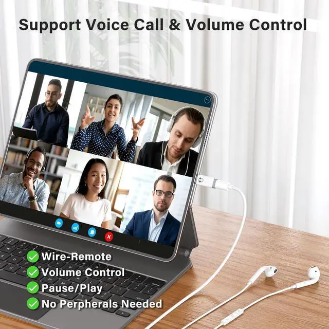 Alt view image 4 of 6 - USB C to Lightning Audio Adapter, USB C Male to Female Lightning Headphone Audio Adapter Compatible with iPhone 16/16Pro/15/15Pro, iPad Pro, iPad Air 6/5, MacBook, Galaxy S24(Audio Only, No Charge)