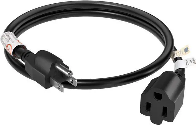Main image of 15 Amp 2 Feet 3 Prong Extension Cord 14 Gauge 1875W Black