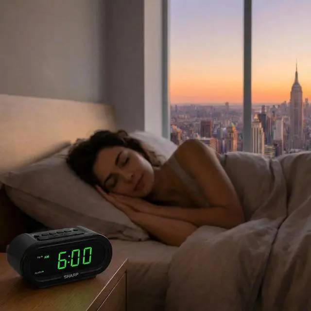 Alt view image 5 of 7 - AccuSet Self-Setting Alarm Clock with Auto DST, Green LED