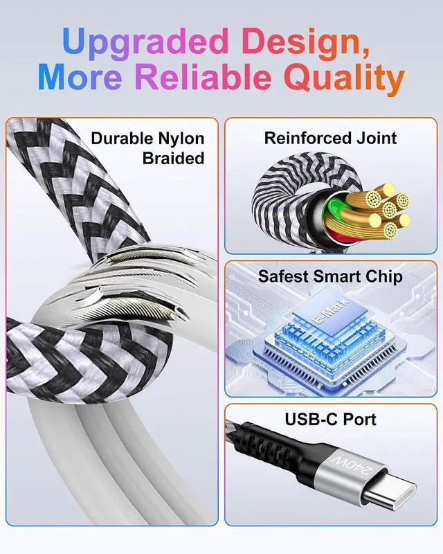Alt view image 3 of 6 - 240W USB C to USB C Cable for MacBook Pro Charger, MacBook Air M4, M3, M2