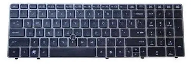 Main image of Black Laptop Keyboard with Silver Frame including Pointer for HP Elitebook 8560P