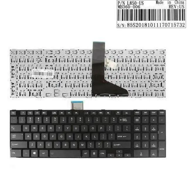Main image of replacement keyboard for TOSHIBA L850 GLOSSY FRAME BLACK 9Z.N7USV.001 TV0SV TV0SU TVASC US