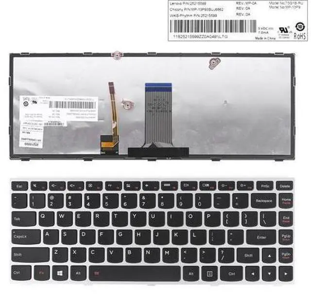 Main image of Keyboard for LENOVO G40-70 Flex 2 14 Silver FRAME BLACK(Backlit Win8 US)