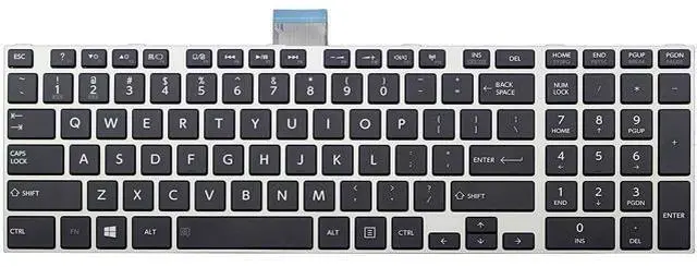 Main image of US Keyboard ilver Frame for Toshiba Satellite E50 E55-A E55D-A E55DT-A E55T-A