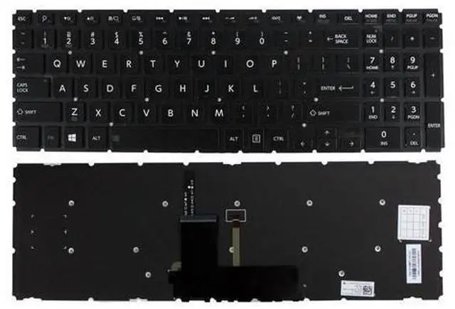 Main image of Black Backlit Keyboard For Toshiba Satellite P55W-B5112 P55W-B5220 S55-B528US