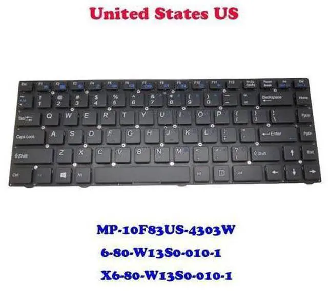 Main image of Keyboard For CLEVO W130EV MP-10F83US-4303W 6-80-W13S0-010-1 English US No Frame