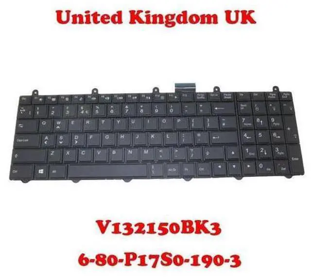 Main image of UK Backlit Keyboard For CLEVO P157SM P177SM V132150Black color3 6-80-P17S0-190-3 P370SM