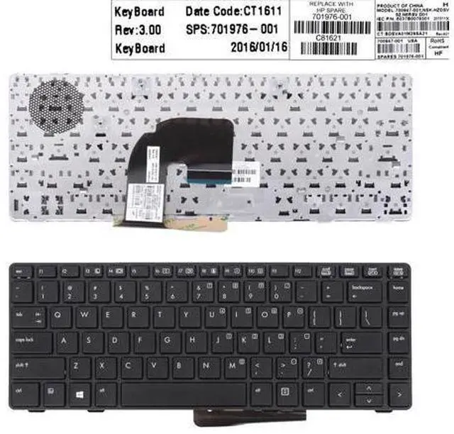 Main image of US Keyboard for HP EliteBook 8460P Black Frame Black Without Piont Stick