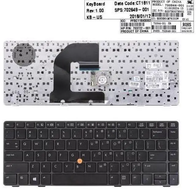 Main image of US Keyboard for HP EliteBook 8460P Gray color With Point stick NSK HZ1SV 9Z.N6RSV.101