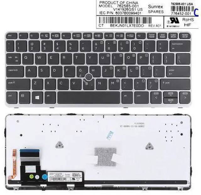 Main image of US Keyboard for HP EliteBook 810 G1 810 G2 810 G3 Silver Frame Black Backlit