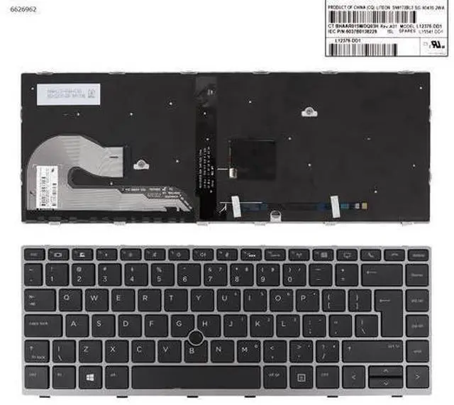 Main image of US Keyboard for HP EliteBook 840 G5 SILVER FRAME with Point Backlit Big Enter