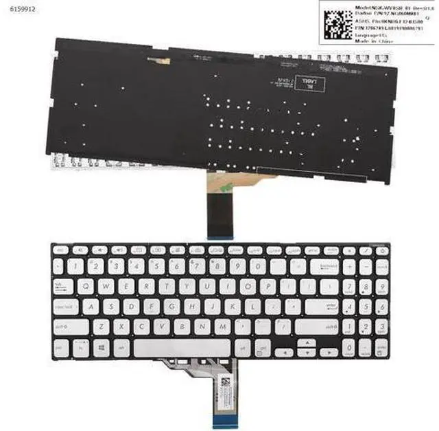 Main image of US Keyboard for ASUS Vivobook X512 X512FA X512DA X512UA X512UB SILVER Backlit