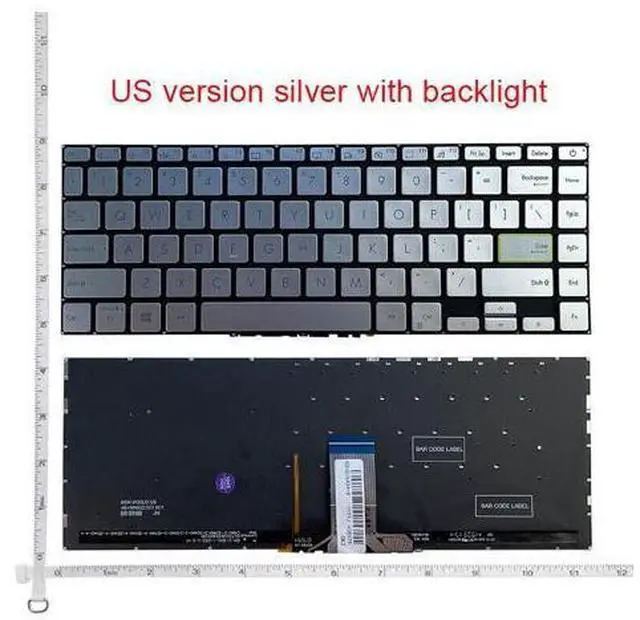 Alt view image 3 of 5 - US Keyboard for ASUS E410 E410MA E410KA S433 S433EQ S433FA S433EA Backlit silver