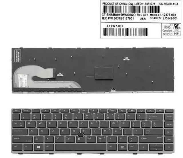 Main image of Keyboard for HP EliteBook 840 G5 846 G5 745 G5 Gray color FRAME withpoint US