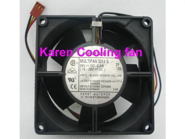Alt view image 2 of 6 - PAPST 9cm 3314S 24V 2.4w, 9232 dc24v 140ma 3.4w MULTIFAN 3314/12 3Wire Cooling fan