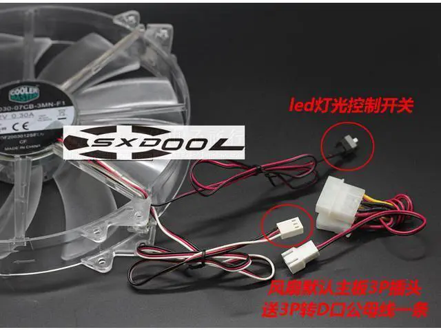 Alt view image 4 of 5 - NEW original Cooler Master 200*30mm 20CM A20030-07CB-3MN-F1 12V 0.3A Red LED Fan Circular Case Cooler