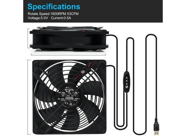 Alt view image 2 of 7 - NEW 120mm DC 5V USB Fan Mining Computer Chassis Workstation Radiator 12cm 120mmx25mm High Speed Router Server Cooling Fan SXDOOL SXD12025L05R