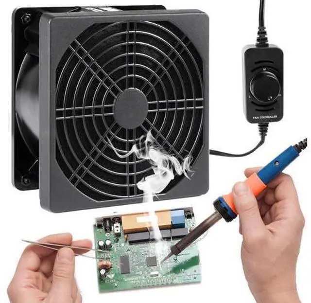 Main image of 120V Solder Smoker Absorber Remover Fume Extractor Smoke Prevention DIY Working Cooling Fan Soldering with spare Carbon filter SXDOOL SXD12038B1LM