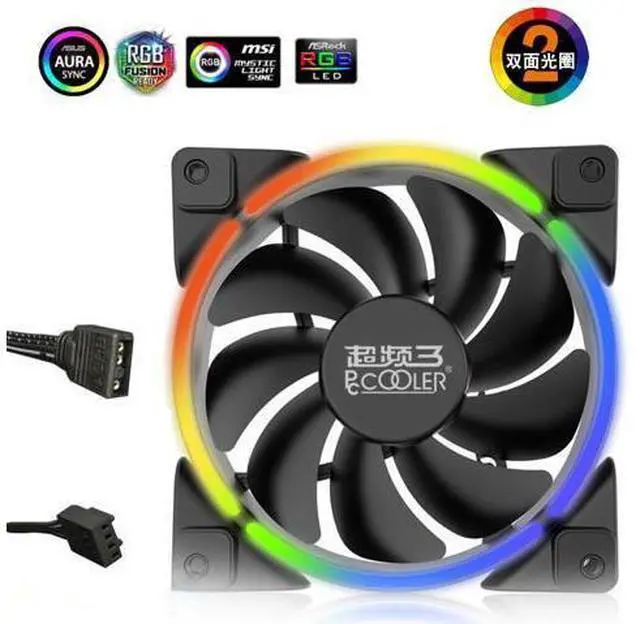 Main image of 120mm Double HALO 3PIN RGB 4PIN PWM Quiet Fan For Computer Case Cooling CPU cooler Water cooling Replace Fan