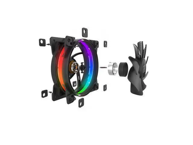 Alt view image 3 of 5 - 120mm Double HALO 3PIN RGB 4PIN PWM Quiet Fan For Computer Case Cooling CPU cooler Water cooling Replace Fan
