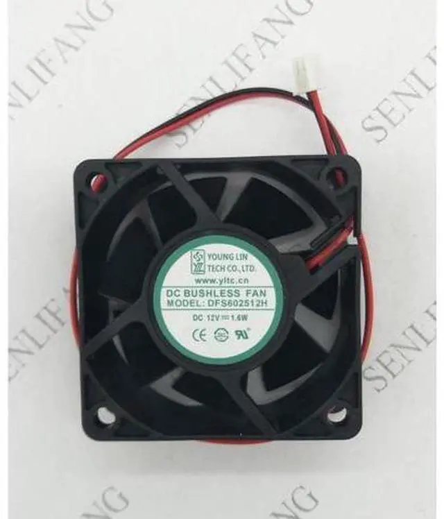 Main image of For Young Lin DFS602512H DC 12V 1.60W 60x60x25mm 2-Wire Server Square Fan