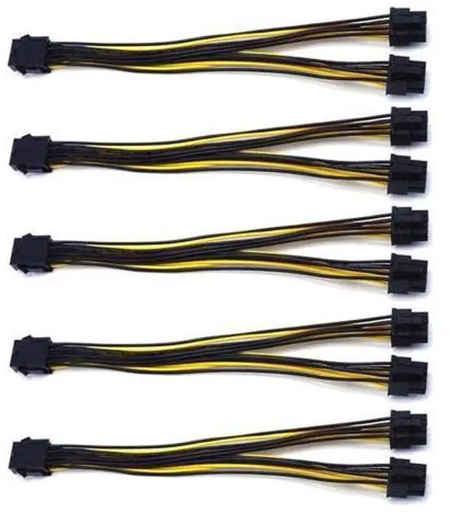 Main image of 5-Pack PCI-E 8Pin to 2X 8 Pin (6+2) Power Splitter Cable for PCIE PCI Express Image Card Y - Splitter Extension Cable