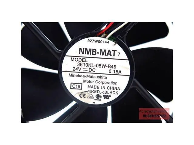 Alt view image 5 of 5 - 3610KL-05W-B49 24V 0.16A NMB-MAT NMB 92*92*25 3 wire cooling fan