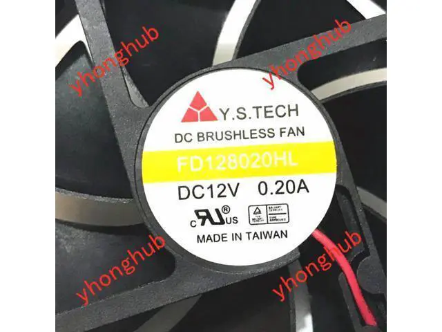 Alt view image 3 of 4 - Y.S TECH FD128020HL Server Cooling Fan DC 12V 0.20A 80x80x20mm 2-wire