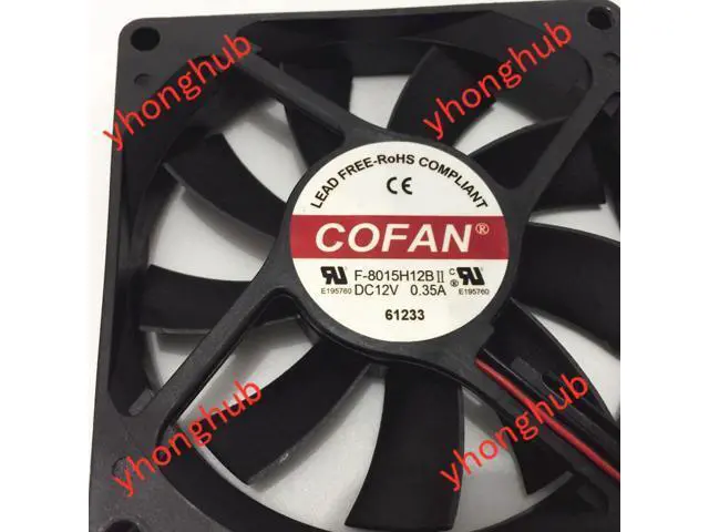 Alt view image 3 of 4 - COFAN F-8015H12B Server Cooling Fan DC 12V 0.35A 80x80x15mm 2-wire