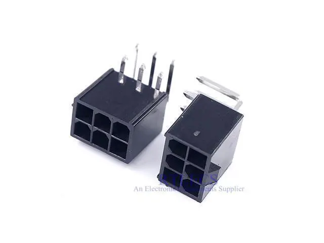 Alt view image 3 of 6 - 5 pcs 4.2 mm 6 Pin Header Male Pin Graphics card GPU PCI-E PCIe Power connector Right Angle Through Hole 2 Square 4 Tapered