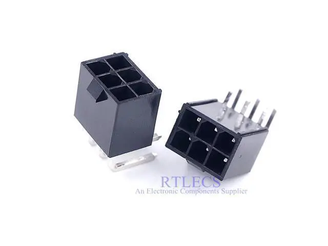 Alt view image 2 of 6 - 5 pcs 4.2 mm 6 Pin Header Male Pin Graphics card GPU PCI-E PCIe Power connector Right Angle Through Hole 2 Square 4 Tapered