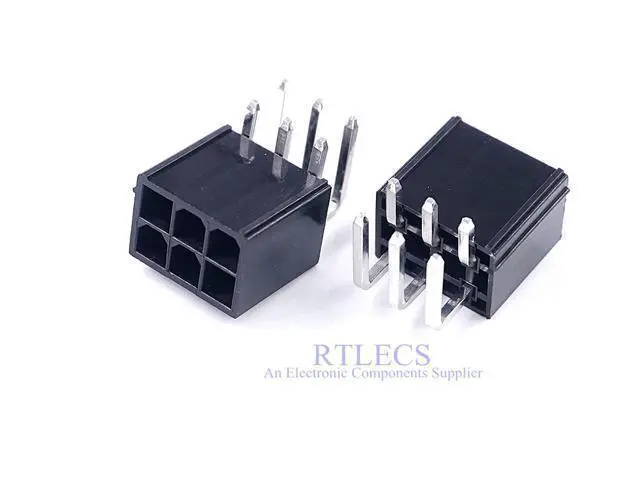Alt view image 4 of 6 - 5 pcs 4.2 mm 6 Pin Header Male Pin Graphics card GPU PCI-E PCIe Power connector Right Angle Through Hole 2 Square 4 Tapered