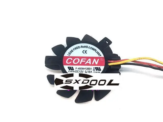 Alt view image 2 of 3 - Original COFAN F-4008H12BIV 12V 0.18A 4008 4CM 3-wire cooling fan