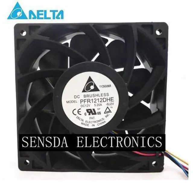 Main image of Delta PFR1212DHE 12V 12038 5.2A 7400RPM 254CFM 68.5DBA super car booster violence 120*120*38mm cooling fan 4-Pin
